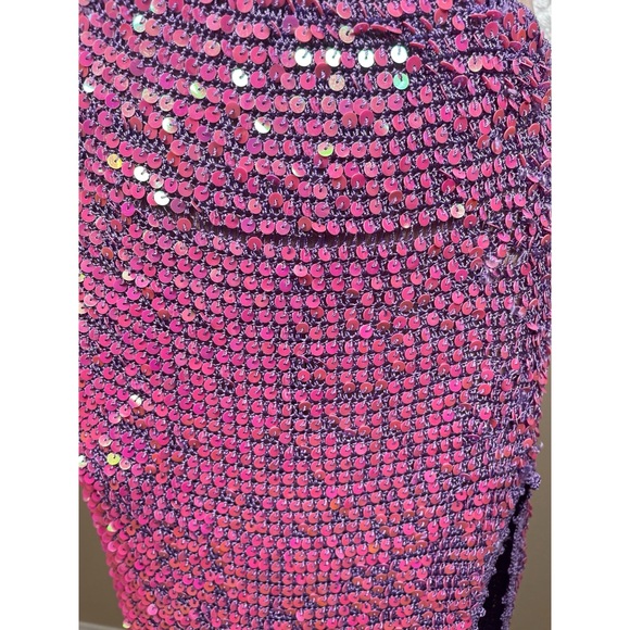 Retrofete Coco Crochet Sequin Embellished Cutout Iridescent Maxi Dress M/L - Picture 9 of 13